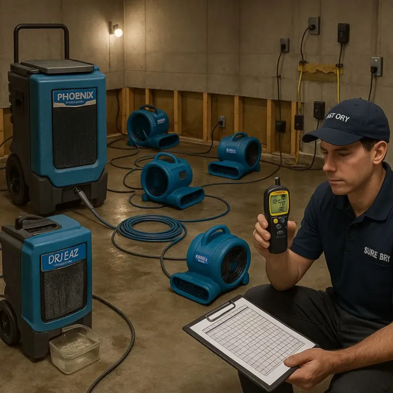 Structural Drying and Dehumidification process in Quail Ridge, FL
